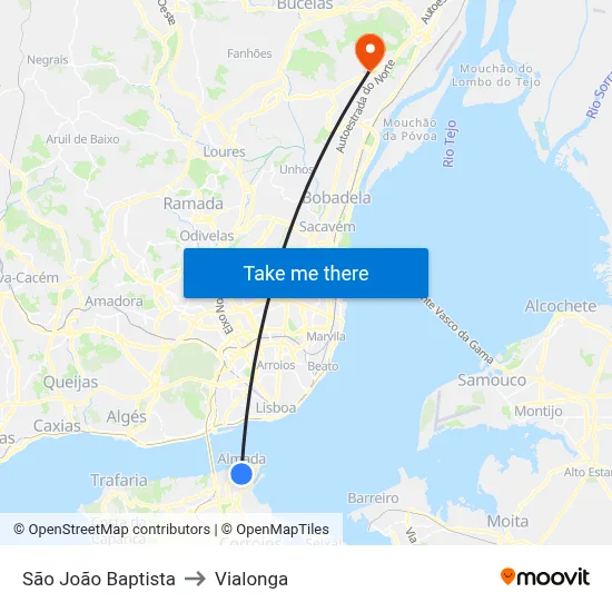 São João Baptista to Vialonga map