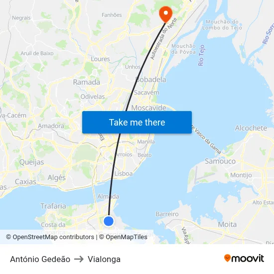 António Gedeão to Vialonga map
