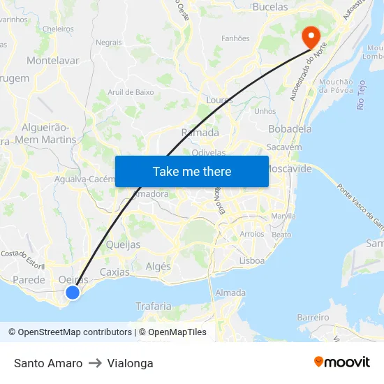 Santo Amaro to Vialonga map