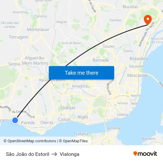 São João do Estoril to Vialonga map