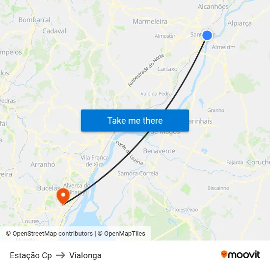 Estação Cp to Vialonga map