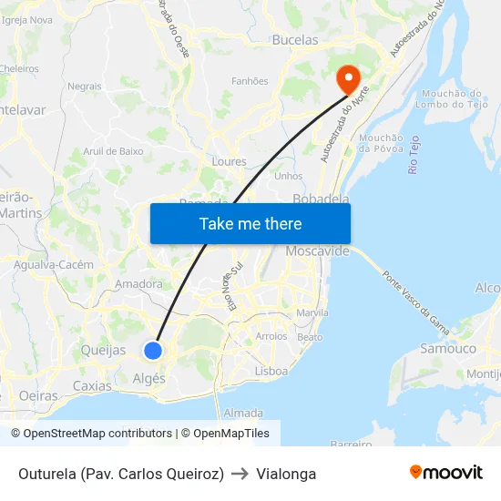 Outurela (Pav. Carlos Queiroz) to Vialonga map