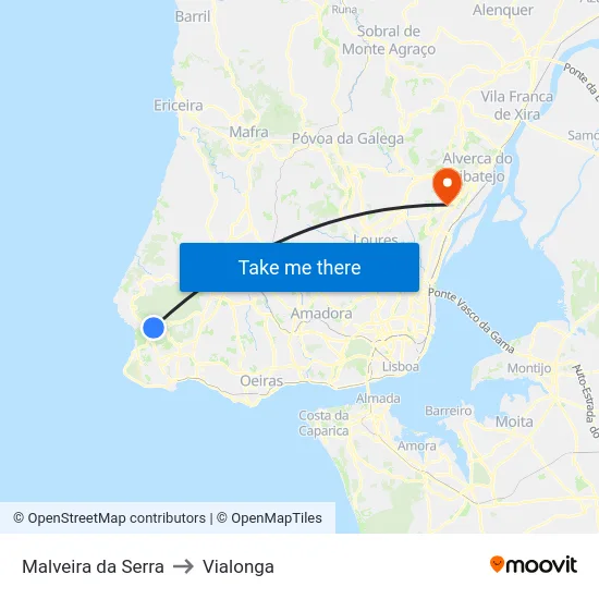 Malveira da Serra to Vialonga map