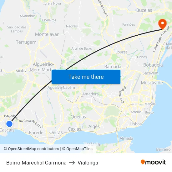 Bairro Marechal Carmona to Vialonga map