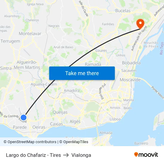 Largo do Chafariz - Tires to Vialonga map