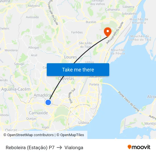 Reboleira (Estação) P7 to Vialonga map