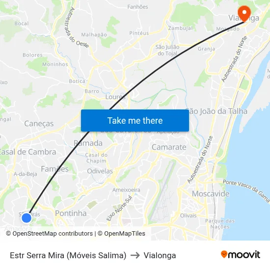 Estr Serra Mira (Móveis Salima) to Vialonga map
