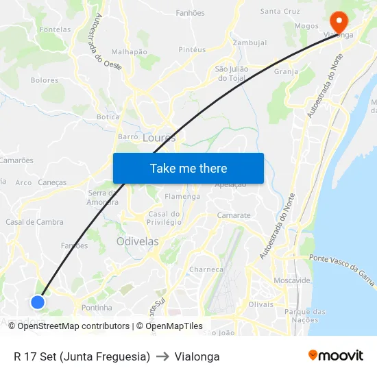 R 17 Set (Junta Freguesia) to Vialonga map
