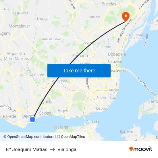 Bº Joaquim Matias to Vialonga map