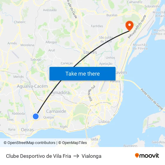 Clube Desportivo De Vila Fria to Vialonga map