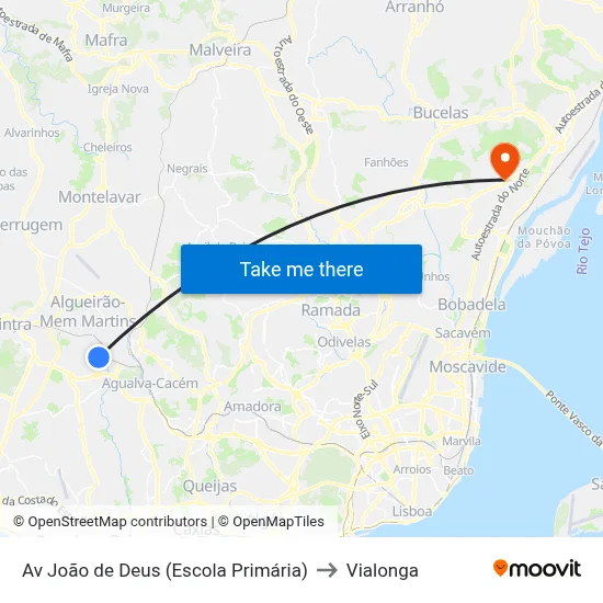 Av João de Deus (Escola Primária) to Vialonga map