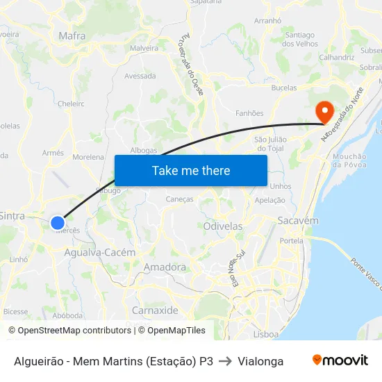 Algueirão - Mem Martins (Estação) P3 to Vialonga map