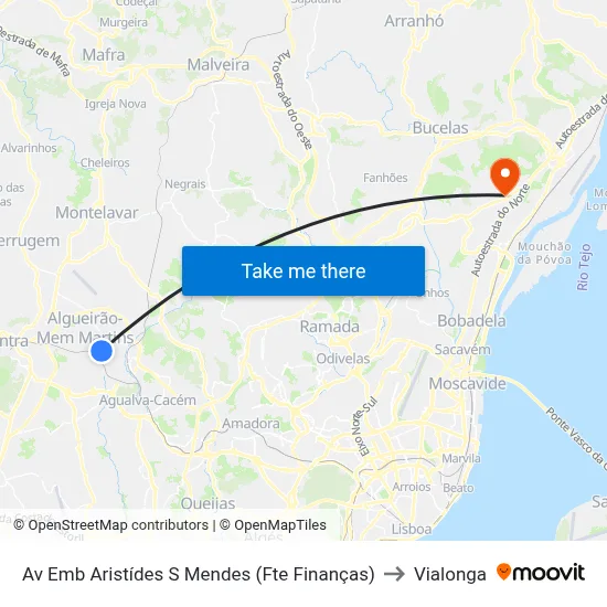 Av Emb Aristídes S Mendes (Fte Finanças) to Vialonga map