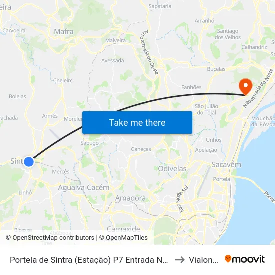 Portela de Sintra (Estação) P7 Entrada Norte to Vialonga map