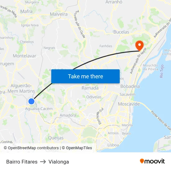 Bairro Fitares to Vialonga map