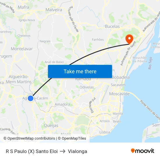 R S Paulo (X) Santo Eloi to Vialonga map