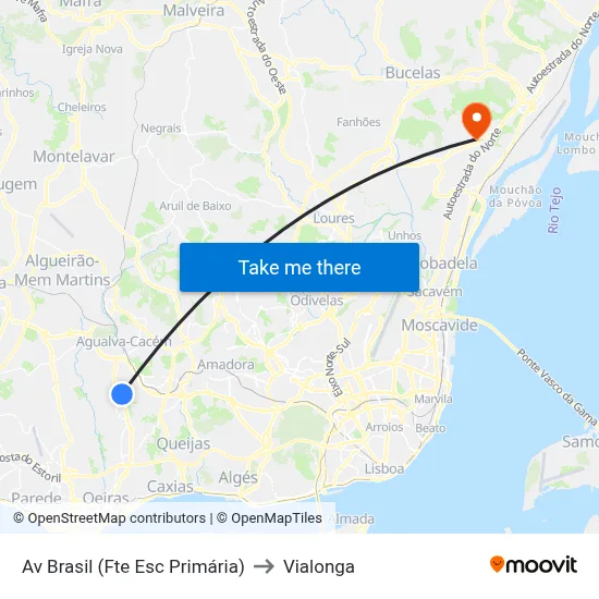 Av Brasil (Fte Esc Primária) to Vialonga map