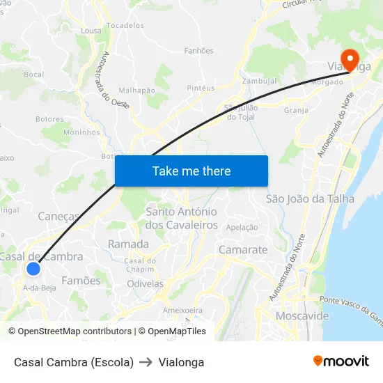 Casal Cambra (Escola) to Vialonga map