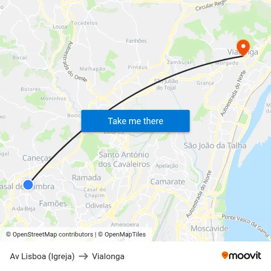 Av Lisboa (Igreja) to Vialonga map