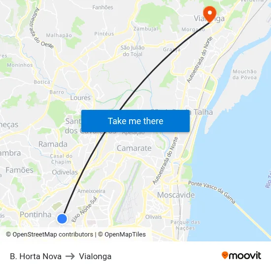 B. Horta Nova to Vialonga map