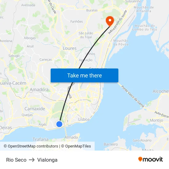 Rio Seco to Vialonga map