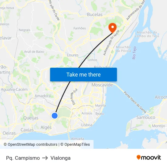 Pq. Campismo to Vialonga map