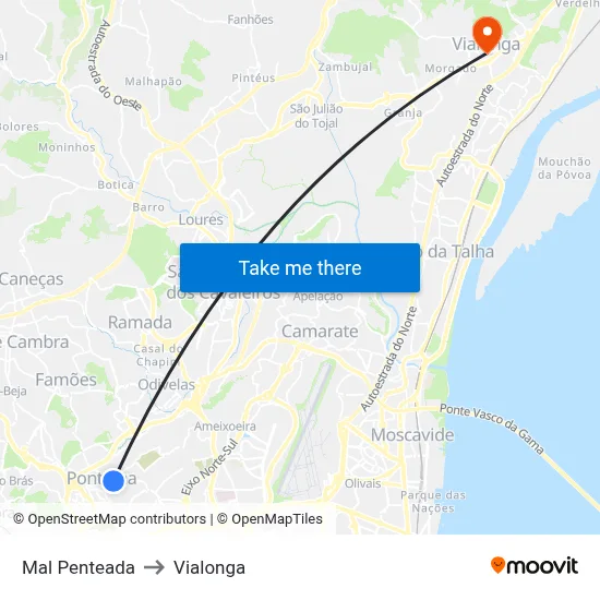 Mal Penteada to Vialonga map