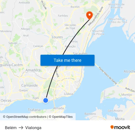 Belém to Vialonga map