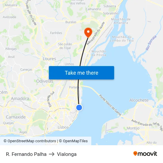 R. Fernando Palha to Vialonga map