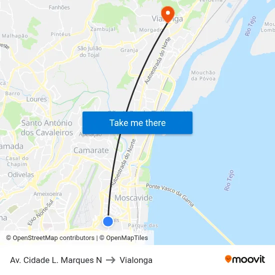Av. Cidade L. Marques N to Vialonga map