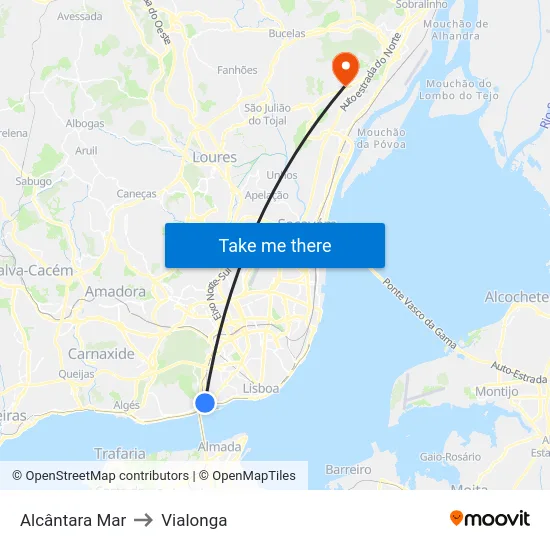 Alcântara Mar to Vialonga map