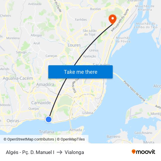Algés - Pç. D. Manuel I to Vialonga map
