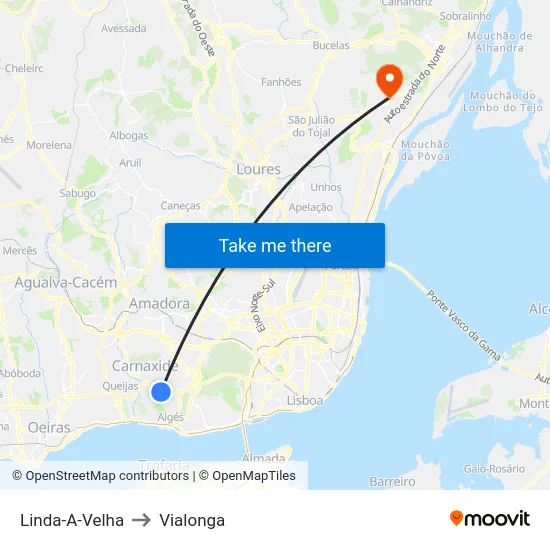 Linda-A-Velha to Vialonga map