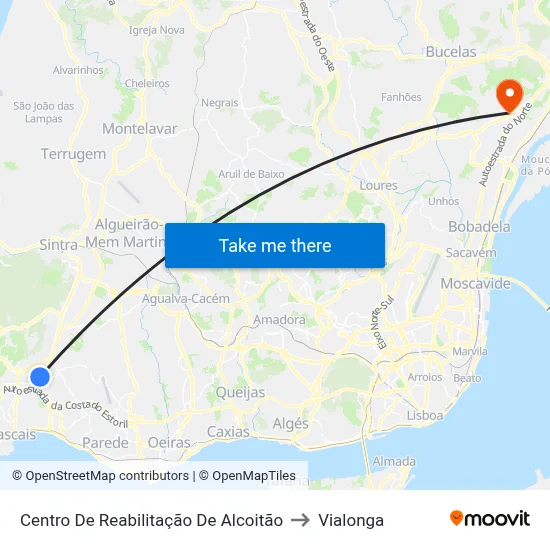 Centro De Reabilitação De Alcoitão to Vialonga map
