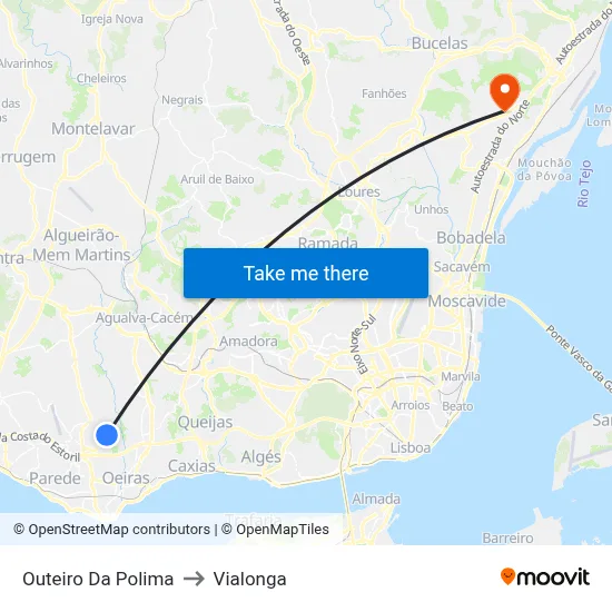 Outeiro Da Polima to Vialonga map