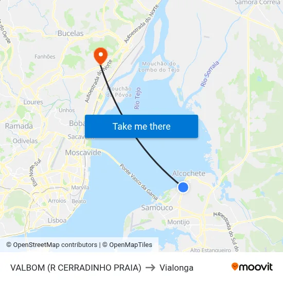 VALBOM (R CERRADINHO PRAIA) to Vialonga map
