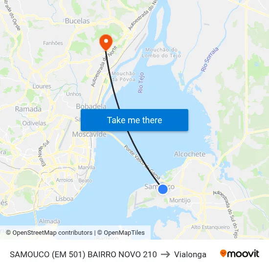 SAMOUCO (EM 501) BAIRRO NOVO 210 to Vialonga map