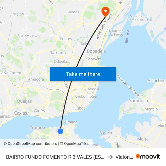 BAIRRO FUNDO FOMENTO R 3 VALES (ESCOLA) to Vialonga map