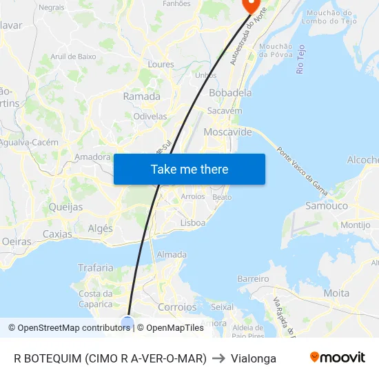 R BOTEQUIM (CIMO R A-VER-O-MAR) to Vialonga map