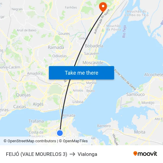 FEIJÓ (VALE MOURELOS 3) to Vialonga map