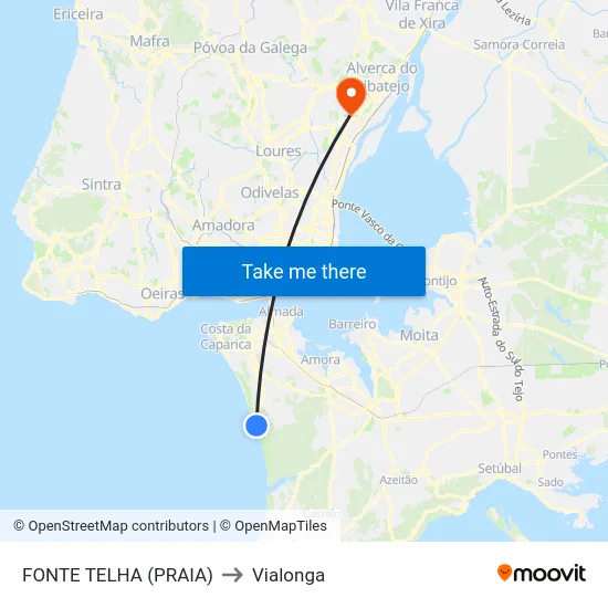 FONTE TELHA (PRAIA) to Vialonga map