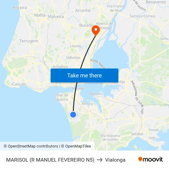MARISOL (R MANUEL FEVEREIRO N5) to Vialonga map