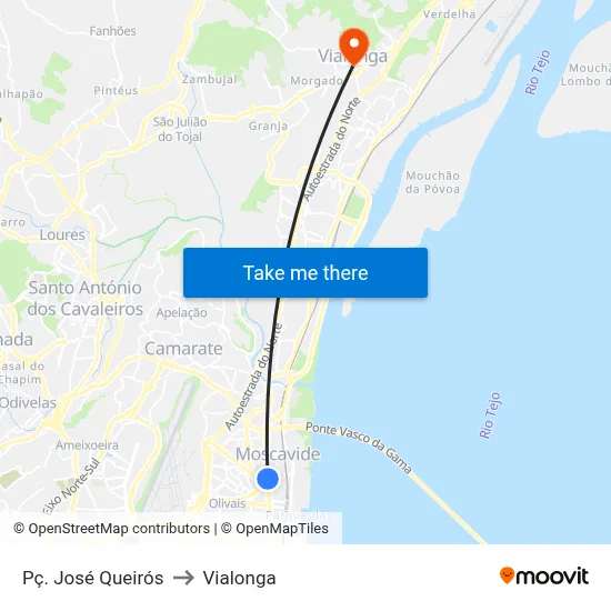 Pç. José Queirós to Vialonga map