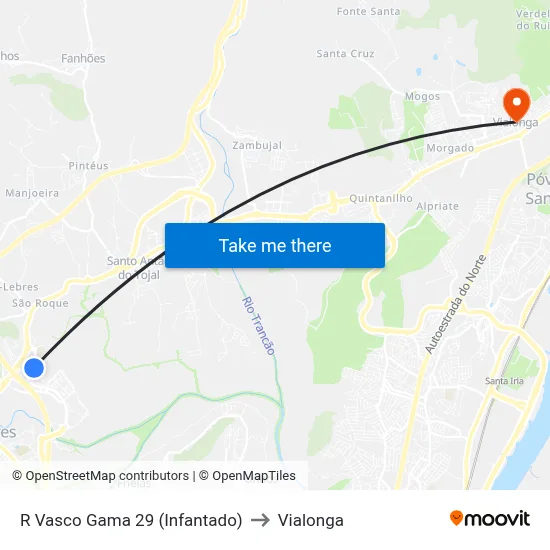 R Vasco Gama 29 (Infantado) to Vialonga map