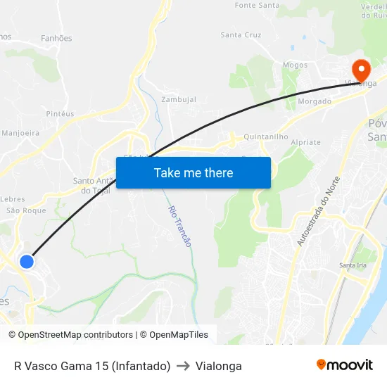 R Vasco Gama 15 (Infantado) to Vialonga map