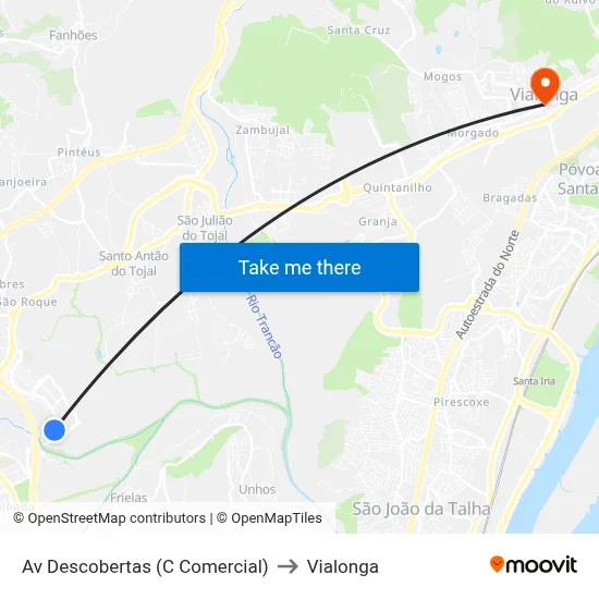 Av Descobertas (C Comercial) to Vialonga map