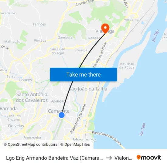 Lgo Eng Armando Bandeira Vaz (Camarate) to Vialonga map