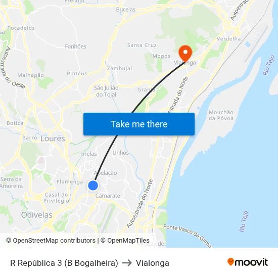 R República 3 (B Bogalheira) to Vialonga map