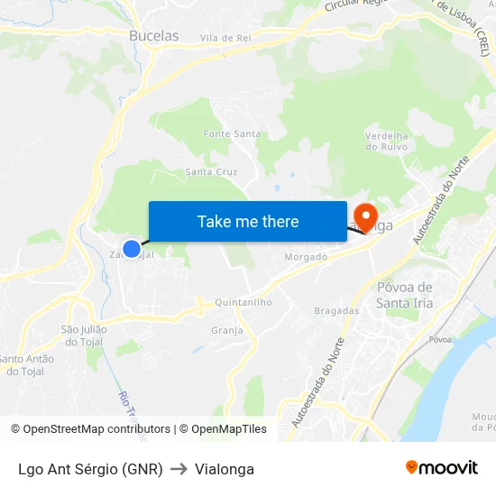Lgo Ant Sérgio (GNR) to Vialonga map