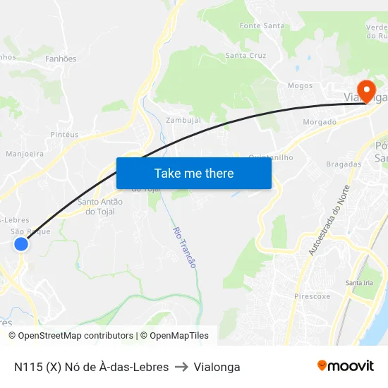 N115 (X) Nó de À-das-Lebres to Vialonga map